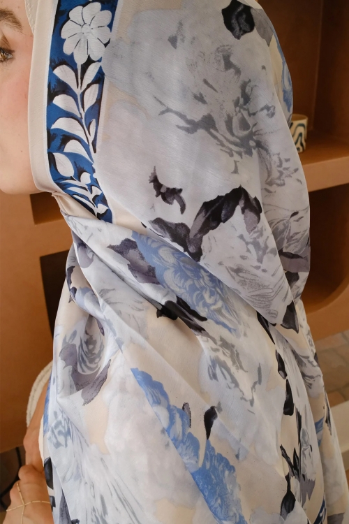 Soft G�l Desen �pek Vual �al - Mavi