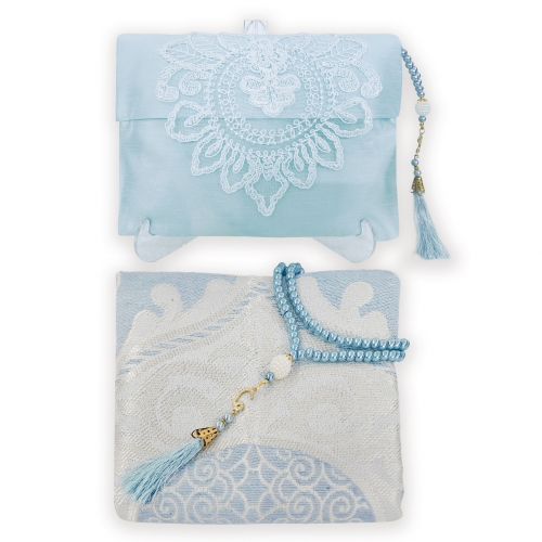 Frans�z G�p�rl� Kese �nci Tesbih Seccade Set - Mavi