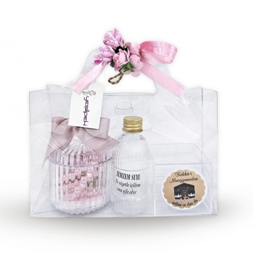�zel Tasar�m Kutulu Hac Umre Hediyelik Set Pembe