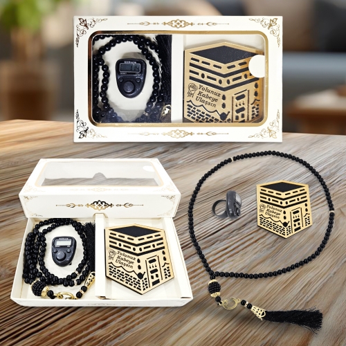 3l� �zel Tasar�m Kutulu Tesbih ve Magnet ve Zikirmatik Set - Siyah