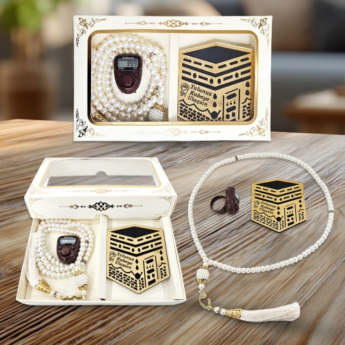 3l� �zel Tasar�m Kutulu Tesbih ve Magnet ve Zikirmatik Set - Kahve