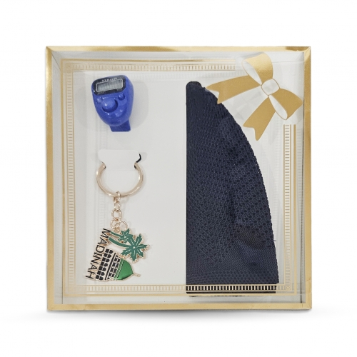 �zel Tasar�m Kutulu Zikirmatik- Anahtarl�k- Takke Set- Lacivert