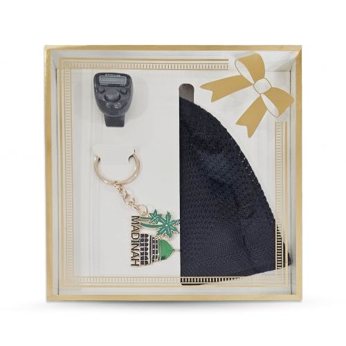 �zel Tasar�m Kutulu Zikirmatik- Anahtarl�k- Takke Set - Siyah